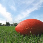 A football sitting in the grass