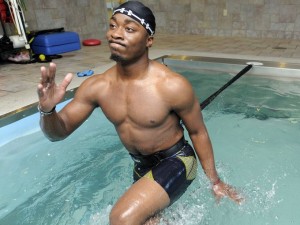 Lattimore running in the HydroWorx at the Andrews Institute. Photographer- JD Mercer, USA TODAY Sports