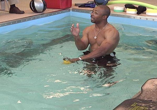Murphy Grant in the HydroWorx pool