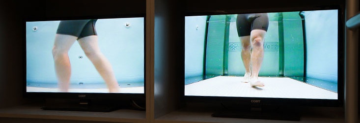 Screens of underwater therapy footage