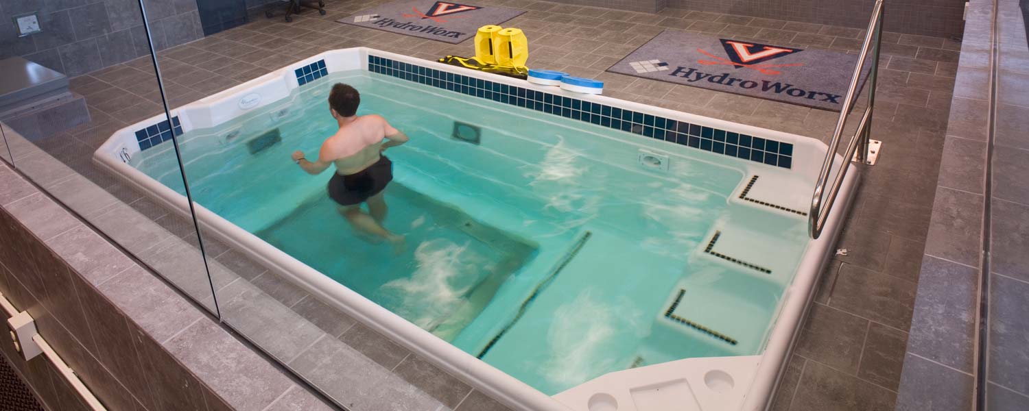 Person jogging in water at HydroWorx at UVA