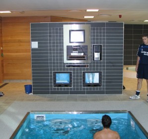 Trainer and Trainee using HydroWorx pool equipment