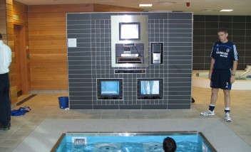 Trainer and Trainee using HydroWorx pool equipment