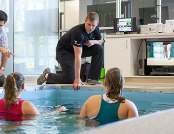 Group water therapy in HydroWorx Facility