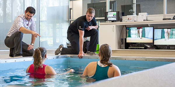 Group water therapy in HydroWorx Facility