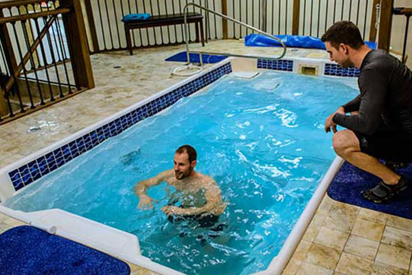 Person using Hydroworx indoor training pool