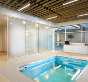 Well lit HydroWorx pool indoors