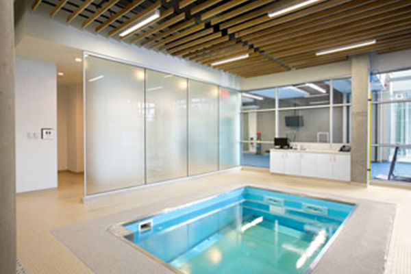 Well lit HydroWorx pool indoors