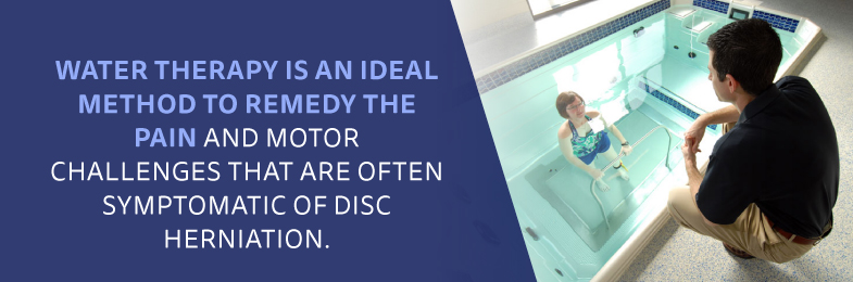 Aquatic therapy is an ideal method to remedy the pain and motor challenges of disc herniation