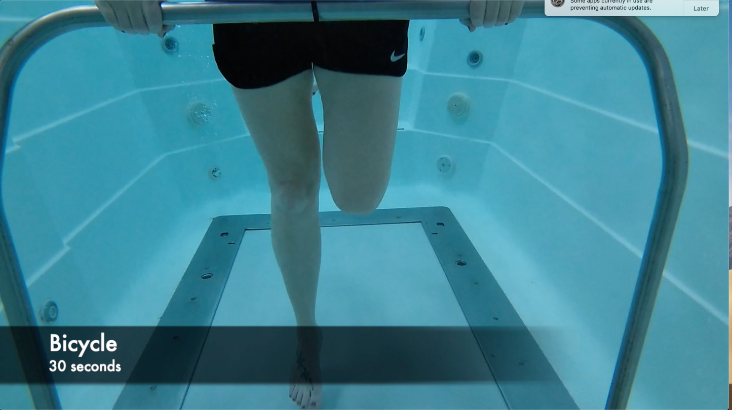 legs on underwater treadmill