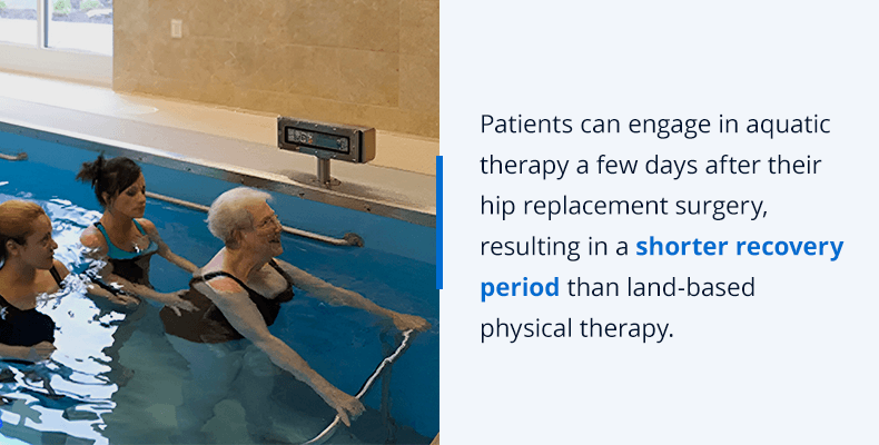 engaging in hydrotherapy days after hip surgery