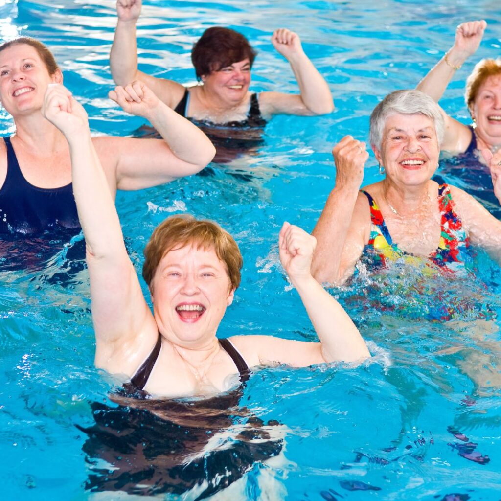 women working out in pool