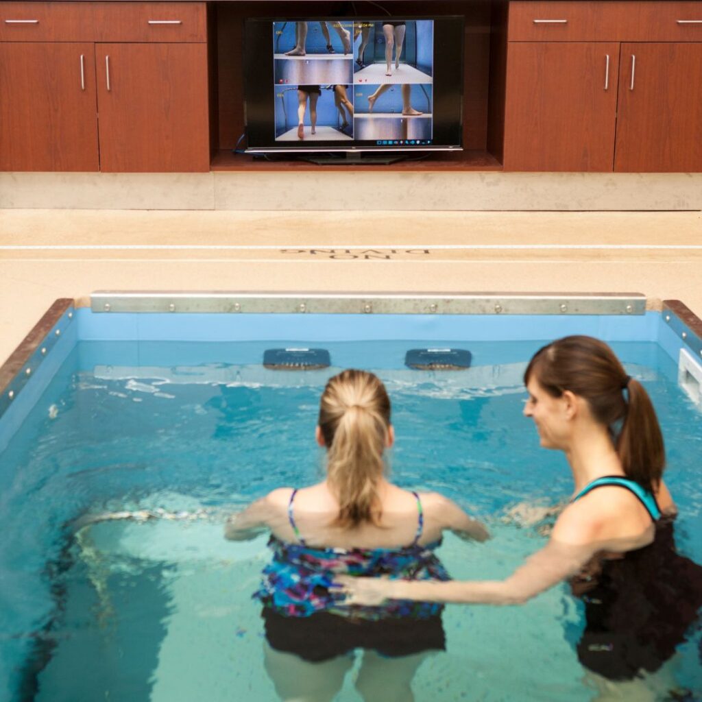 woman using underwater treadmill